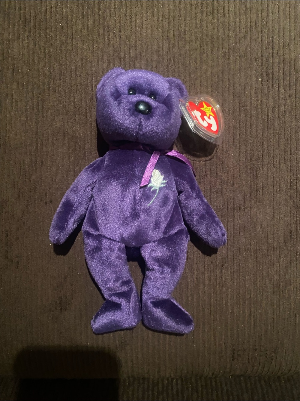 Rare 1997 Princess Diana Ty Original Beanie Baby Purple Bear Made in China